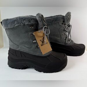 Kelway Men's Winter Insulted Waterproof Boots Black and Gray Size 8